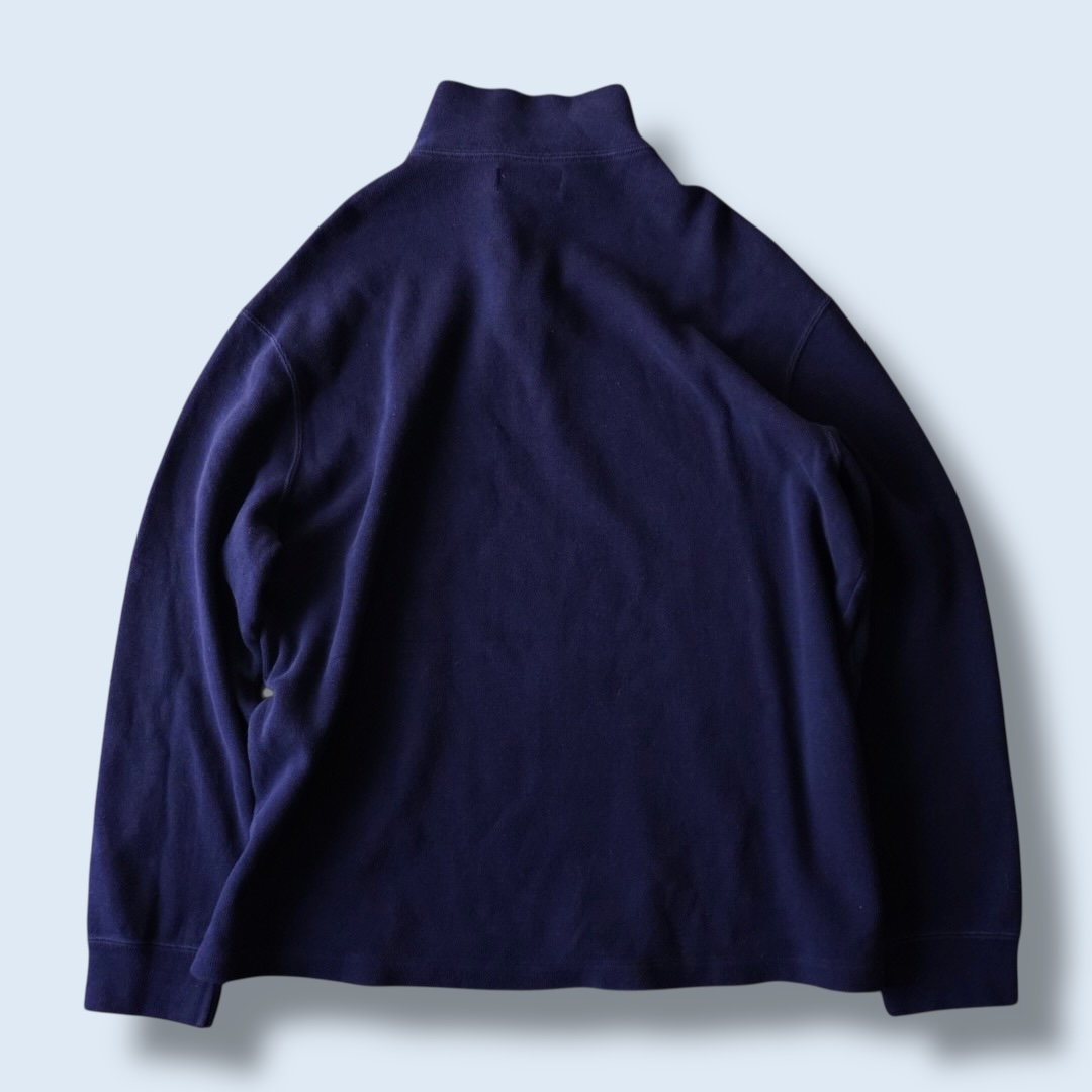 【RalphLauren】navy × yellow half zip knit