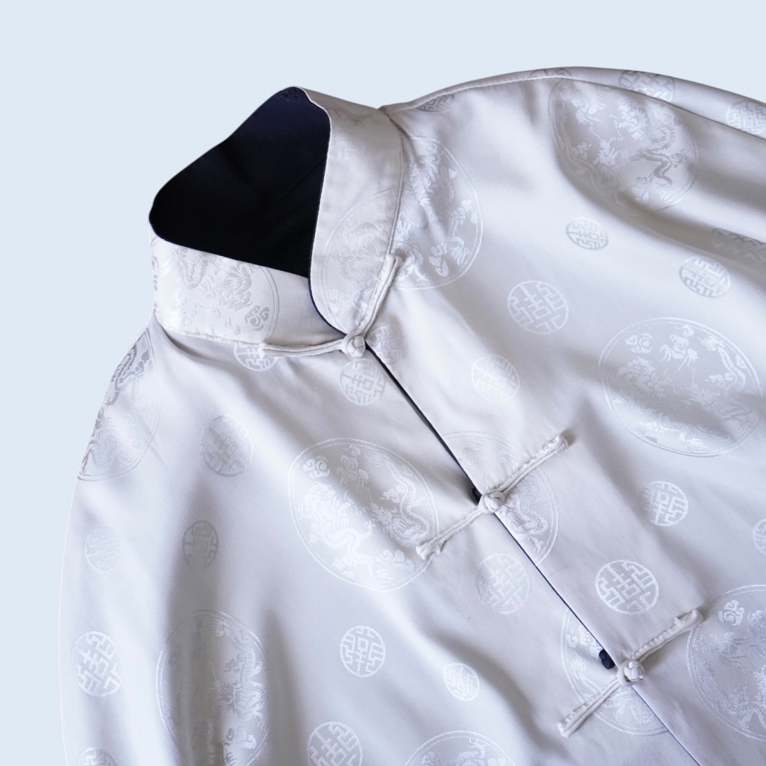 black × cream reversible China shirt