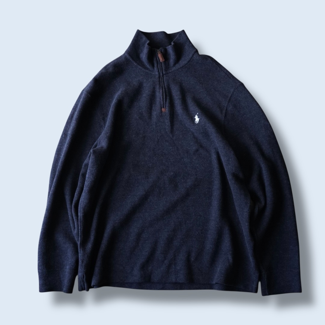 【RalphLauren】half zip charcoal gray half zip knit