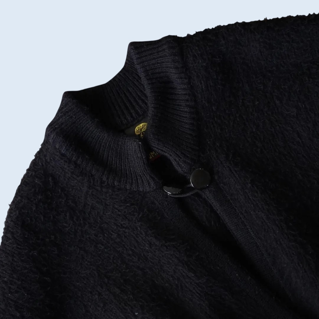 black shaggy wool poncho