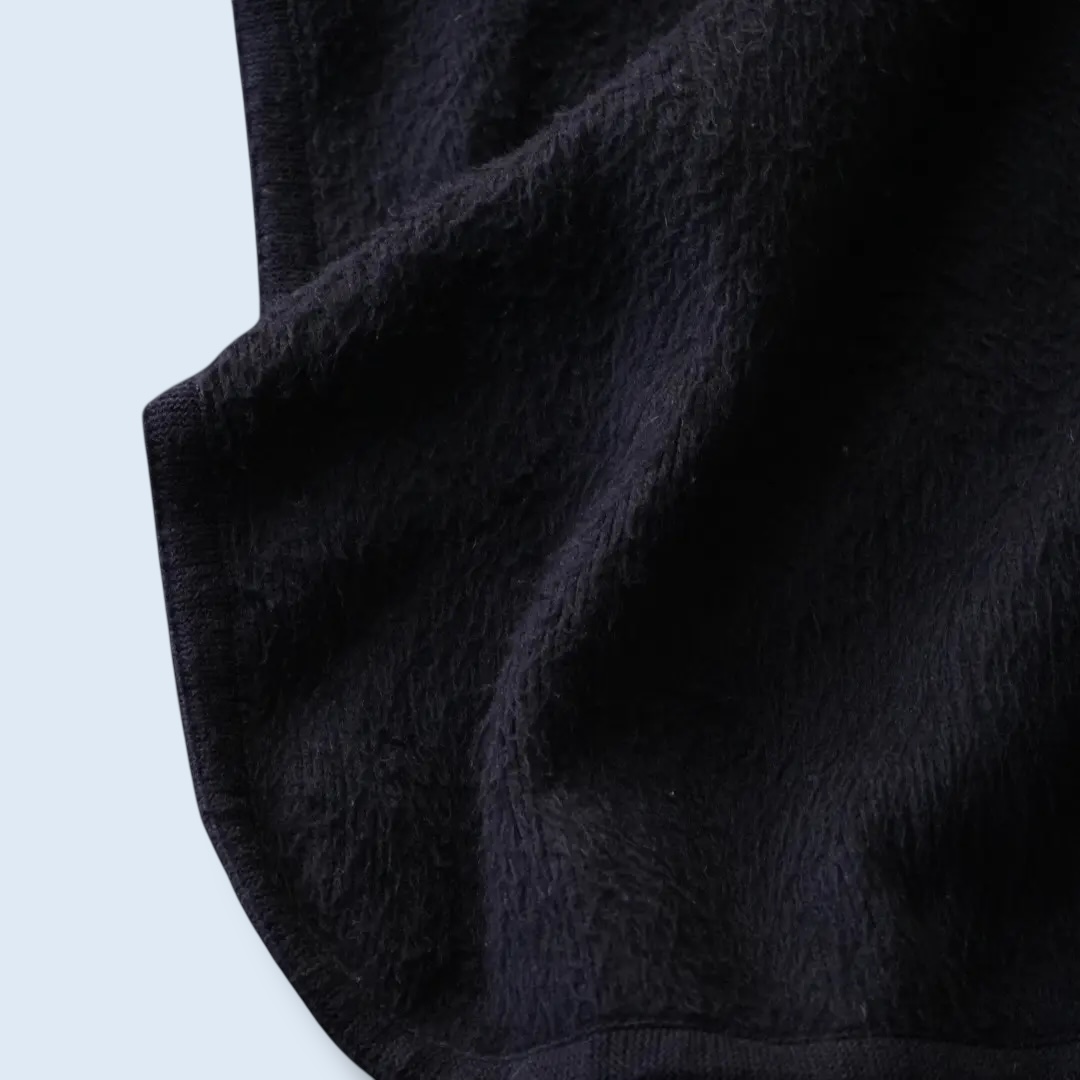 black shaggy wool poncho