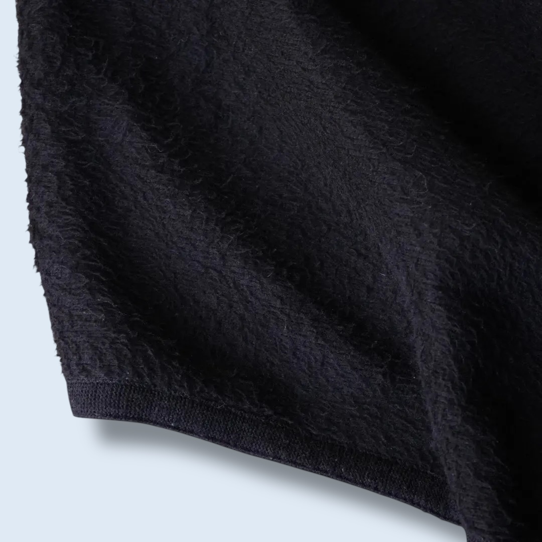 black shaggy wool poncho