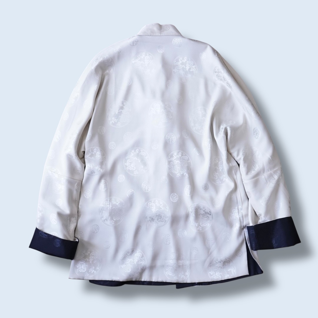 black × cream reversible China shirt