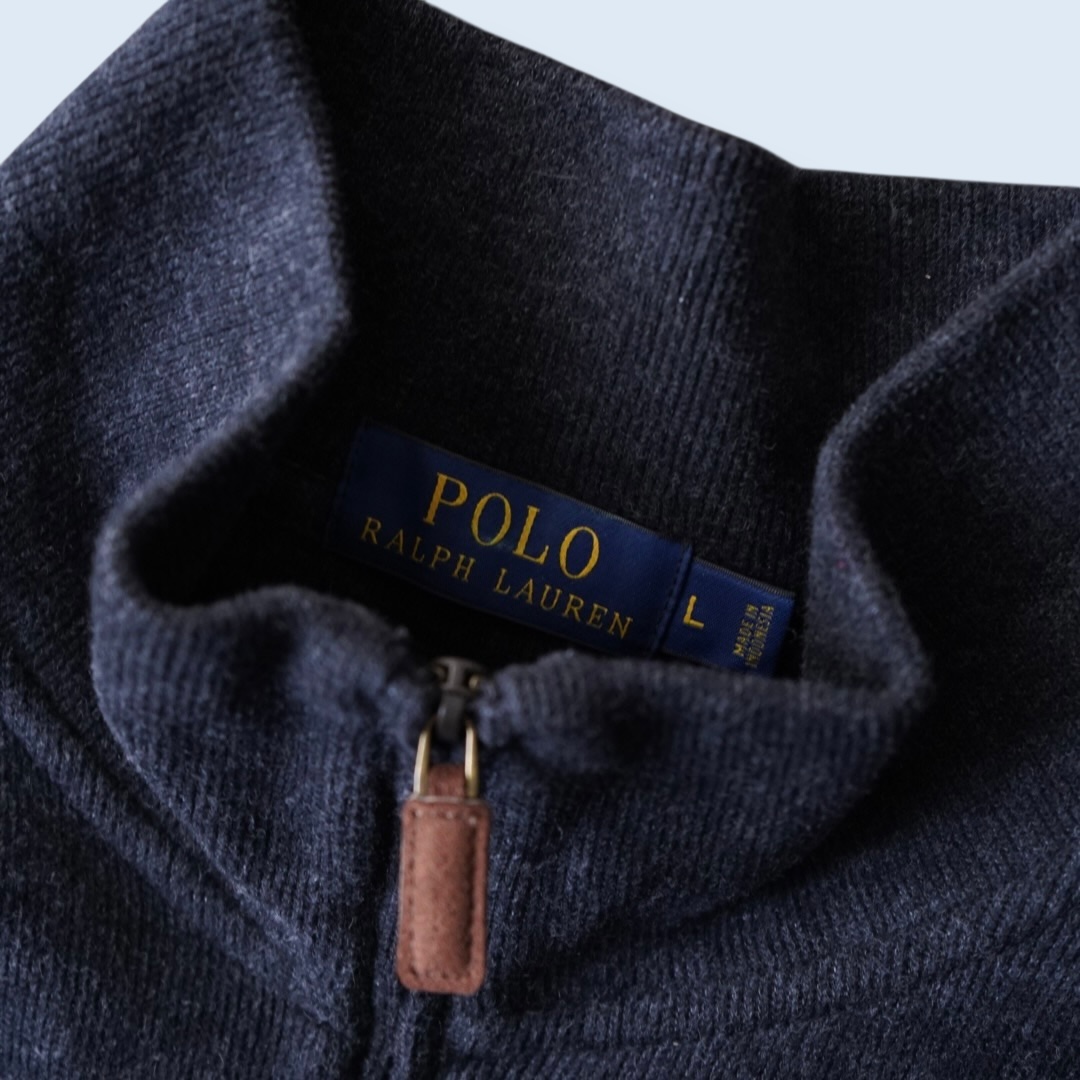 【RalphLauren】half zip charcoal gray half zip knit