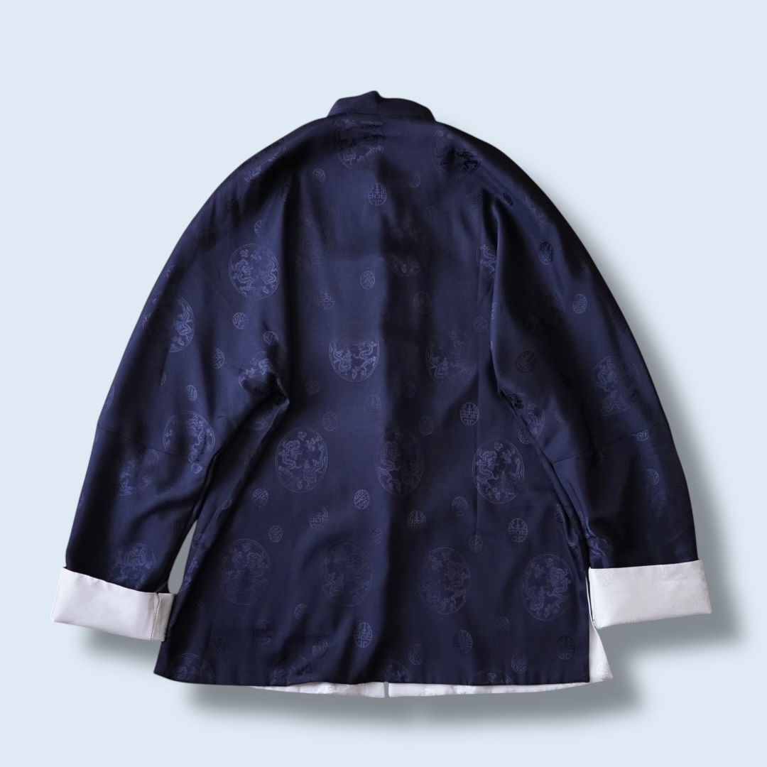 black × cream reversible China shirt