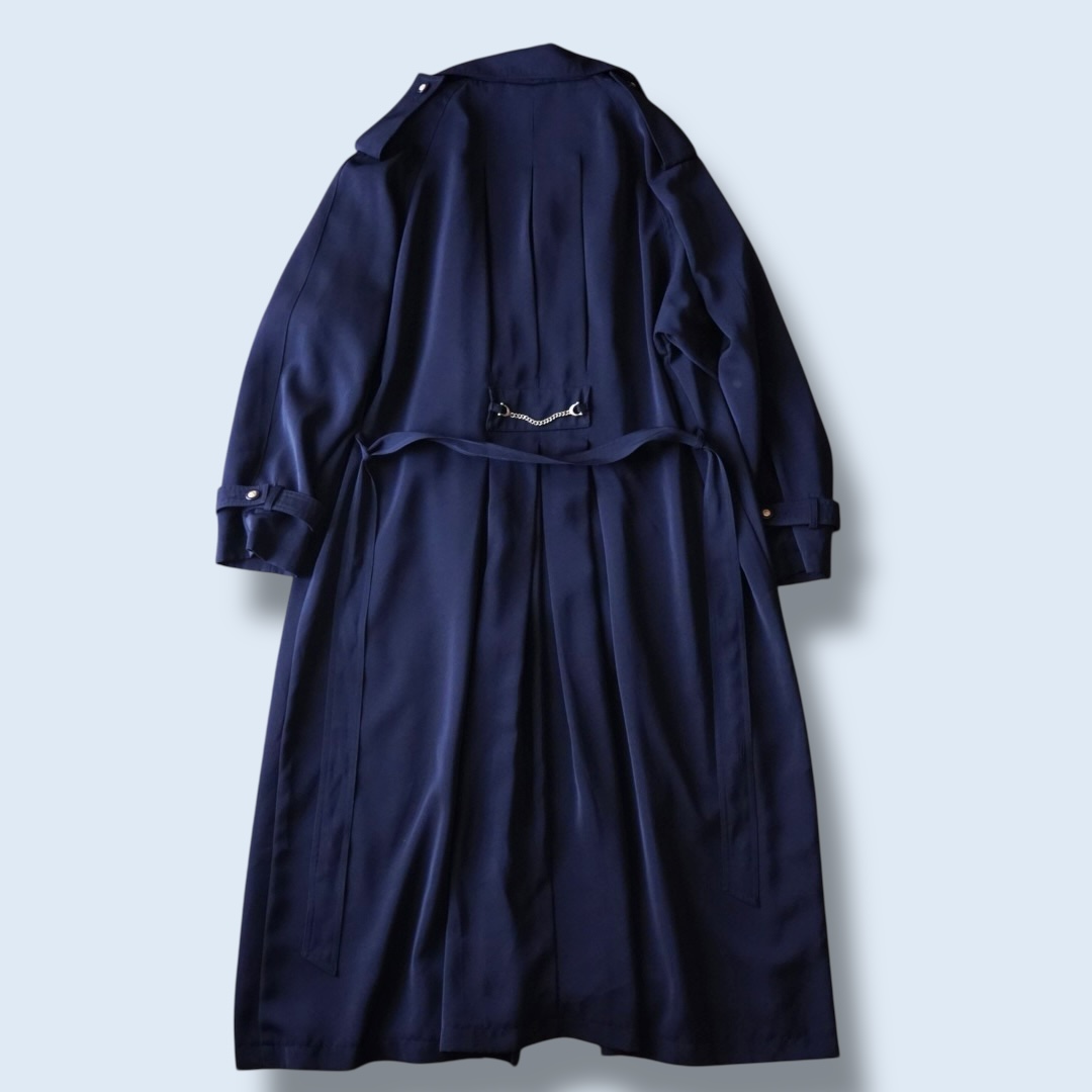 back many tuck gabardine maxi long coat