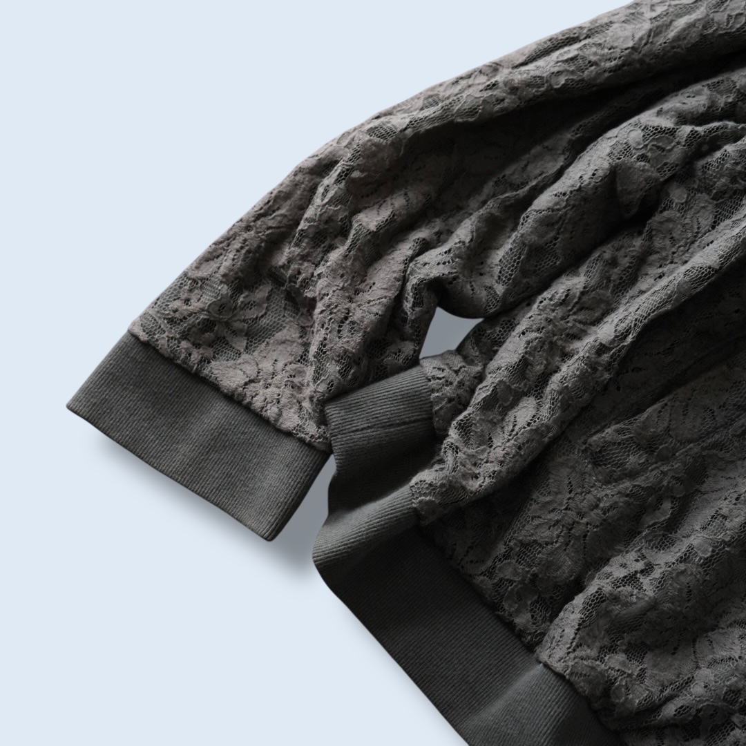 【送料無料】oversized moss green lace design blouson