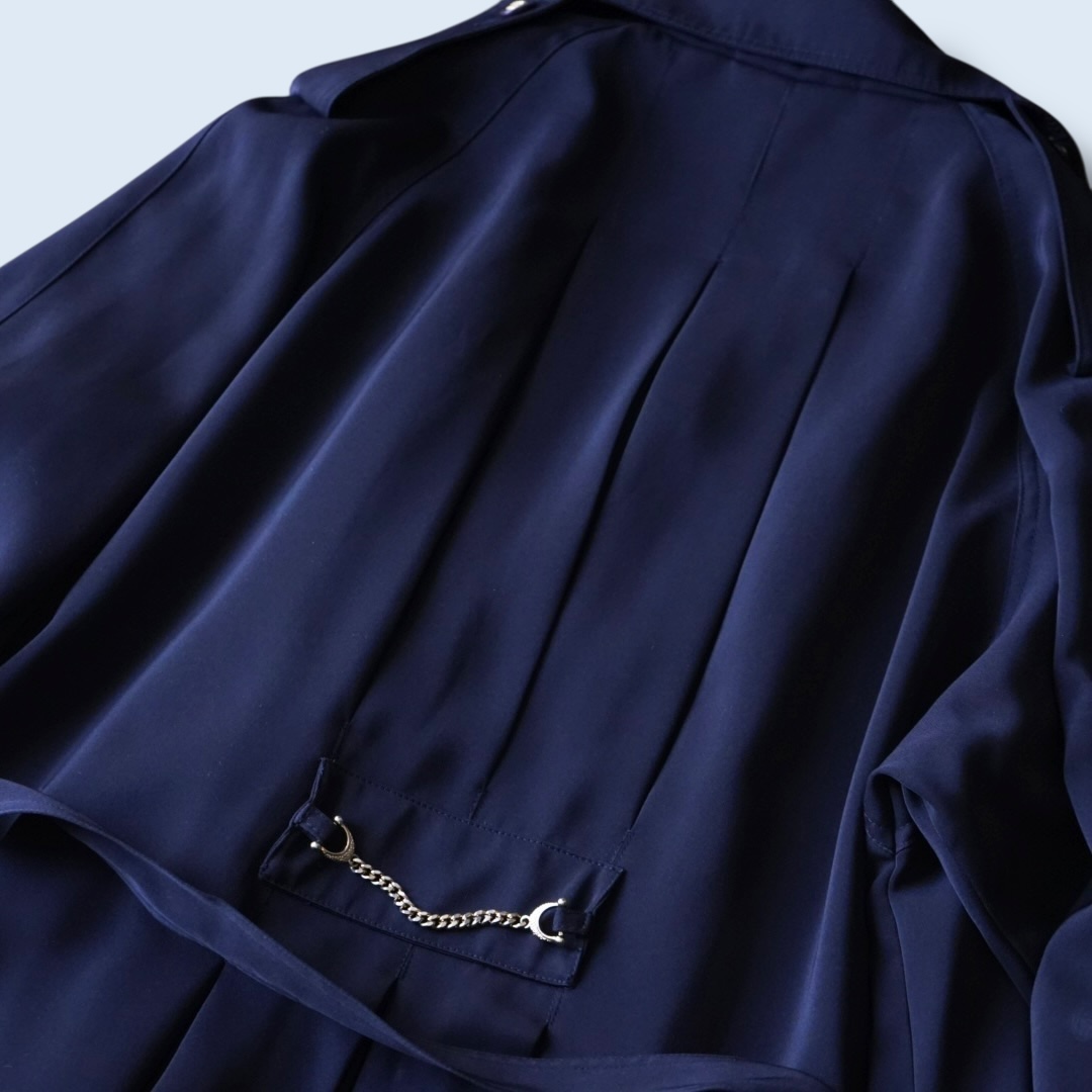 back many tuck gabardine maxi long coat