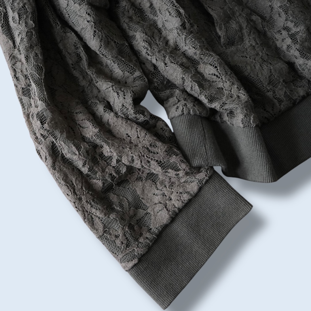 【送料無料】oversized moss green lace design blouson