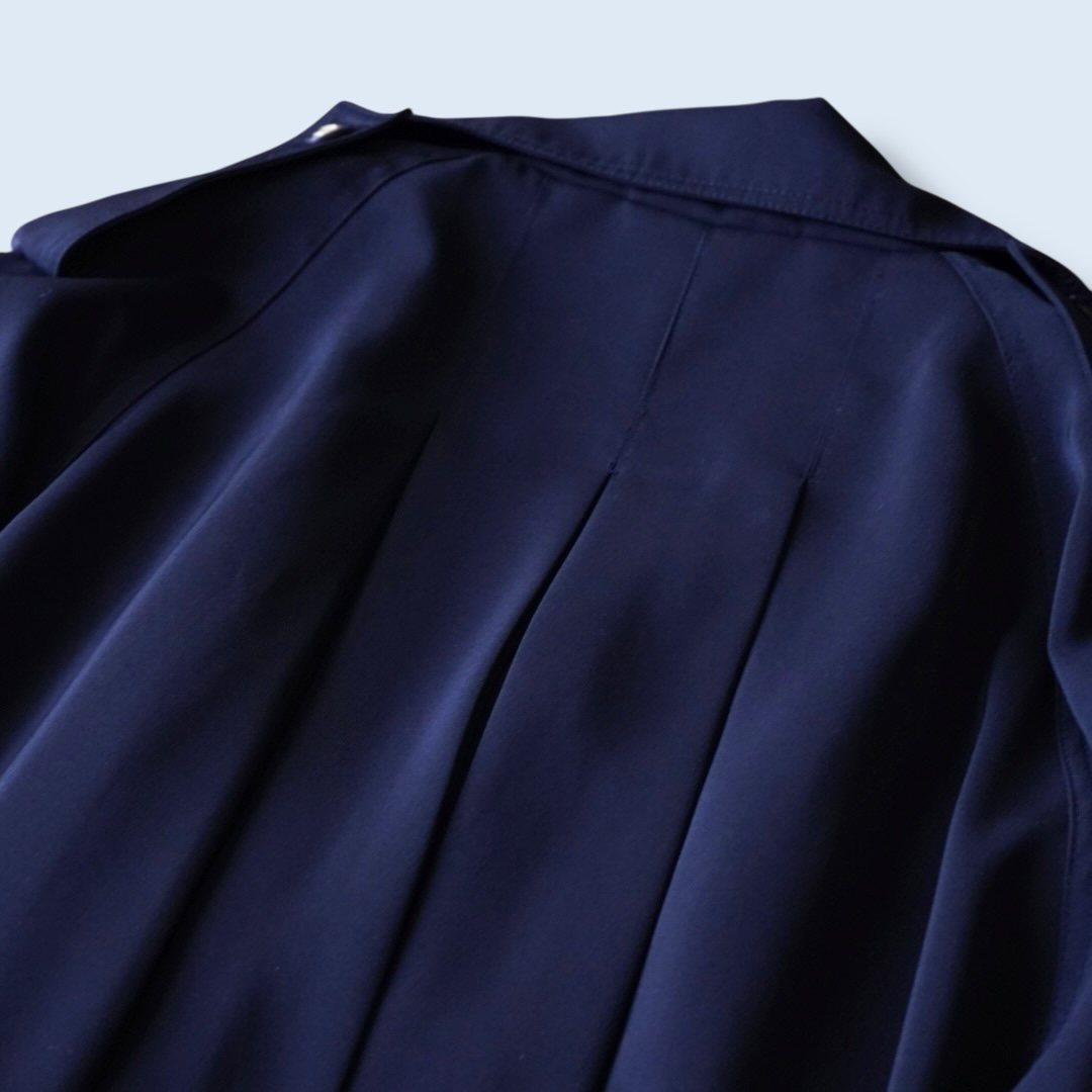 back many tuck gabardine maxi long coat