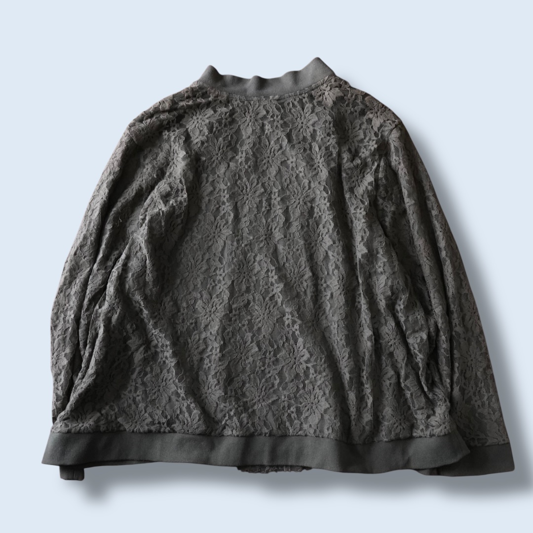 【送料無料】oversized moss green lace design blouson