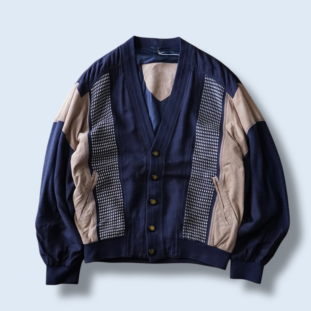 【送料無料】fake suede switching cardigan