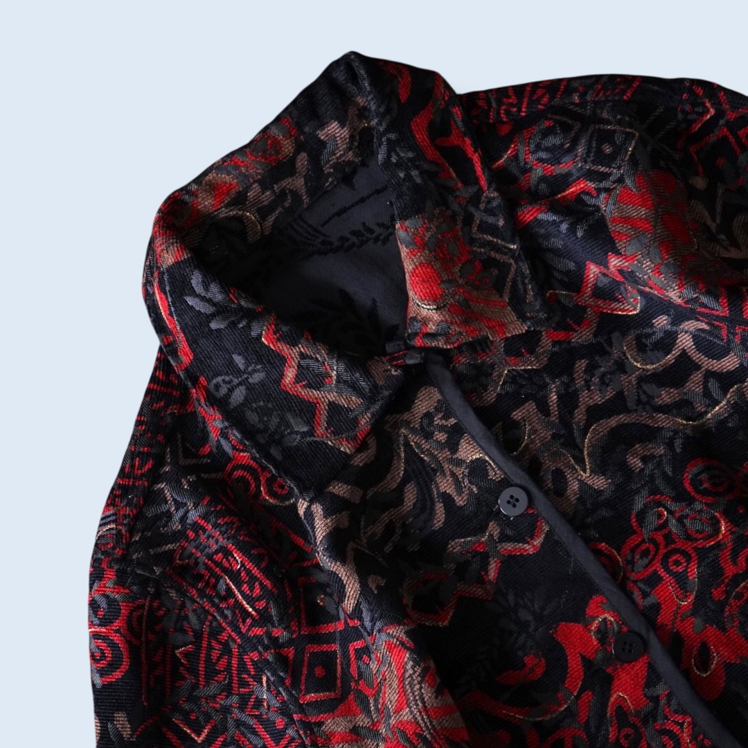 【送料無料】black × red chenille & embroidery reversible jacket