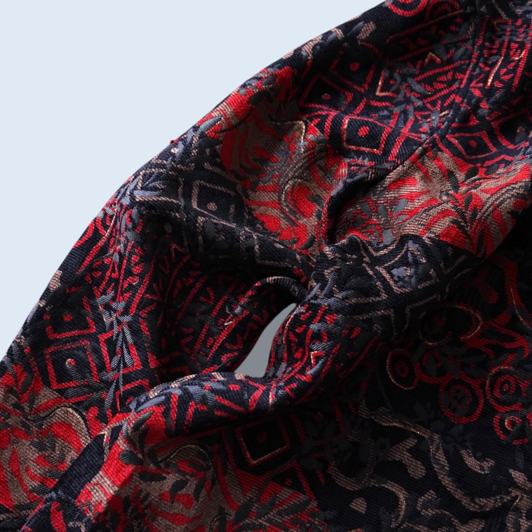 【送料無料】black × red chenille & embroidery reversible jacket