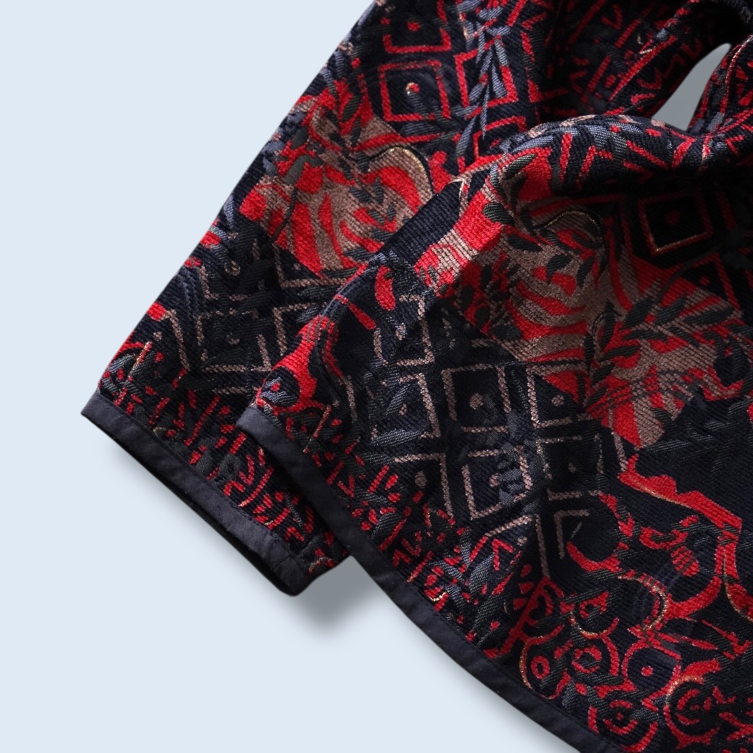 【送料無料】black × red chenille & embroidery reversible jacket