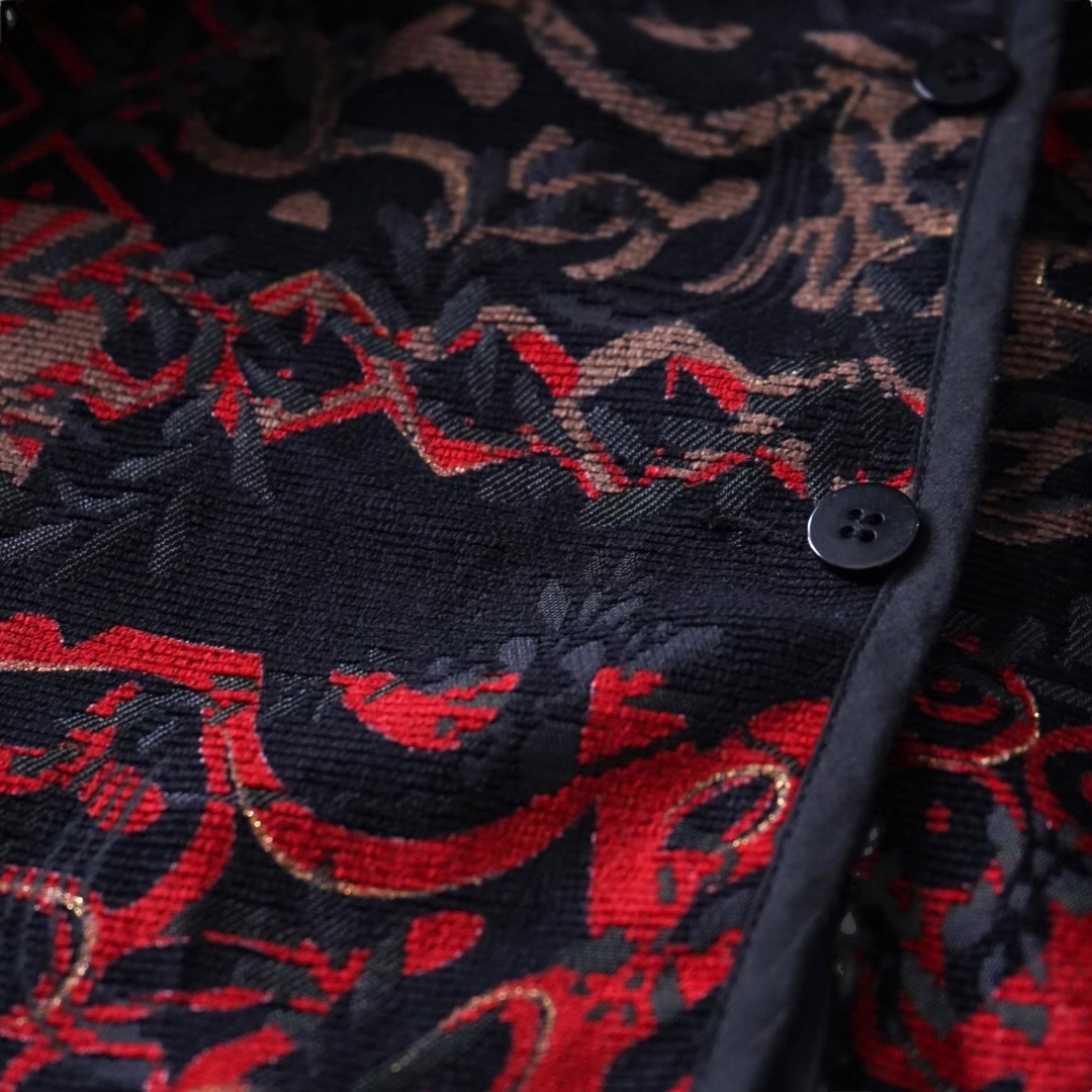 【送料無料】black × red chenille & embroidery reversible jacket