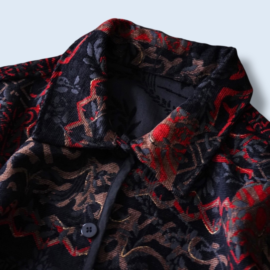 【送料無料】black × red chenille & embroidery reversible jacket