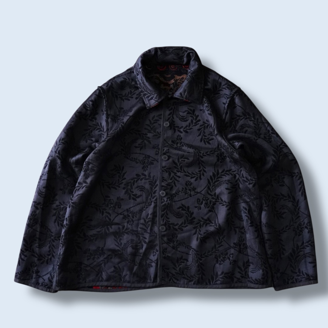 【送料無料】black × red chenille & embroidery reversible jacket