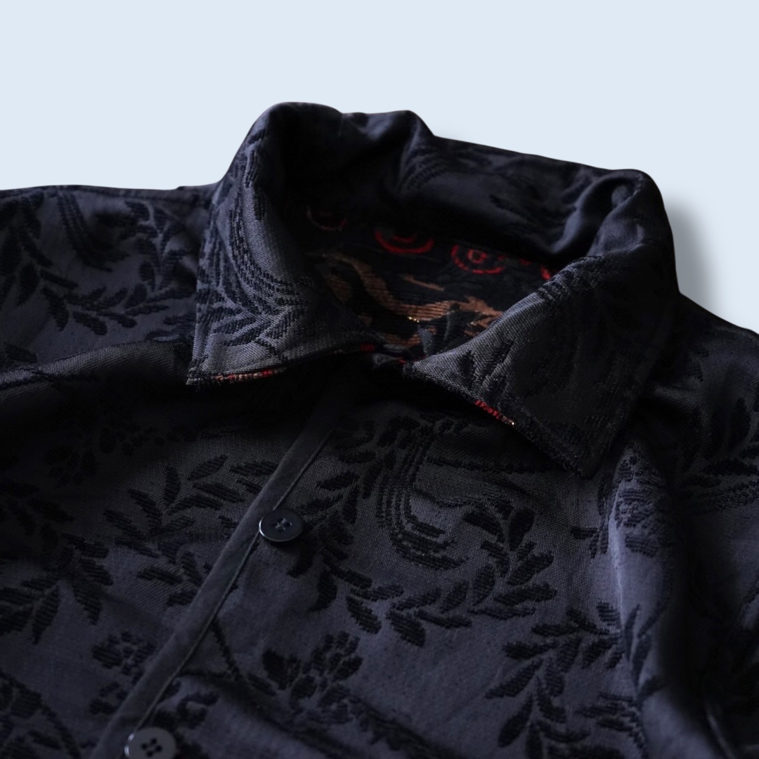【送料無料】black × red chenille & embroidery reversible jacket