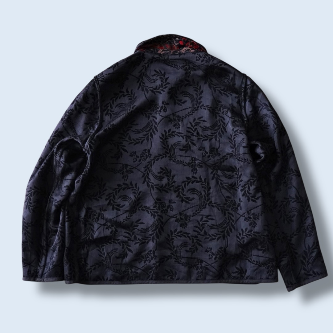 【送料無料】black × red chenille & embroidery reversible jacket