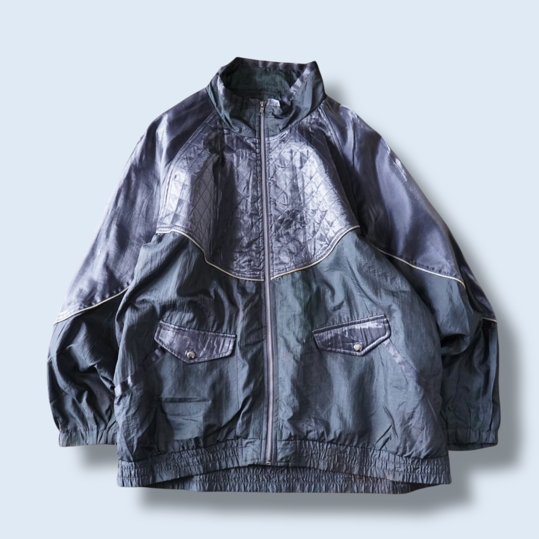 glossy silver switching blouson