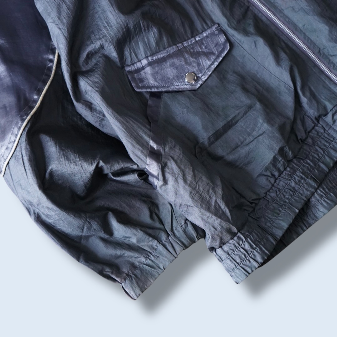 glossy silver switching blouson