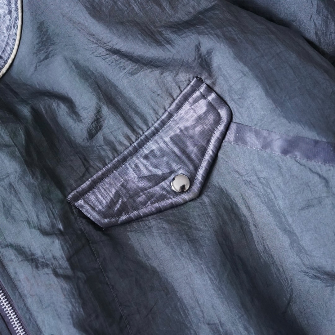 glossy silver switching blouson