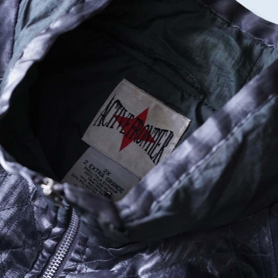 glossy silver switching blouson