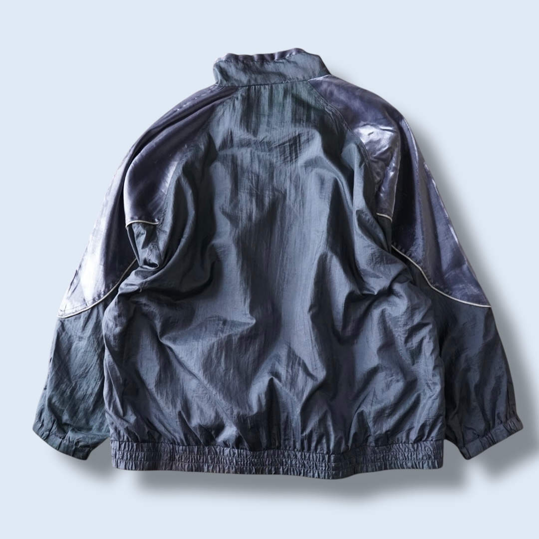 glossy silver switching blouson