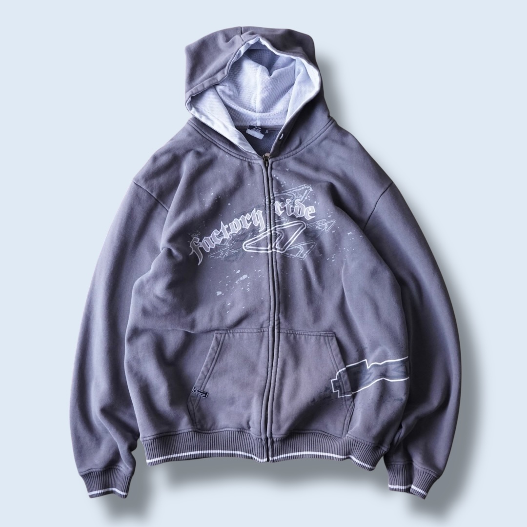 “Y2K” textile fade gray zip parka