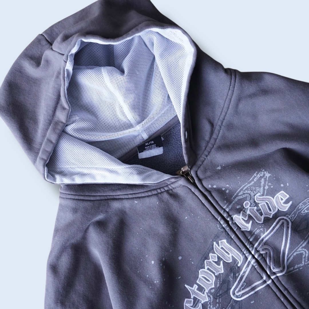 “Y2K” textile fade gray zip parka