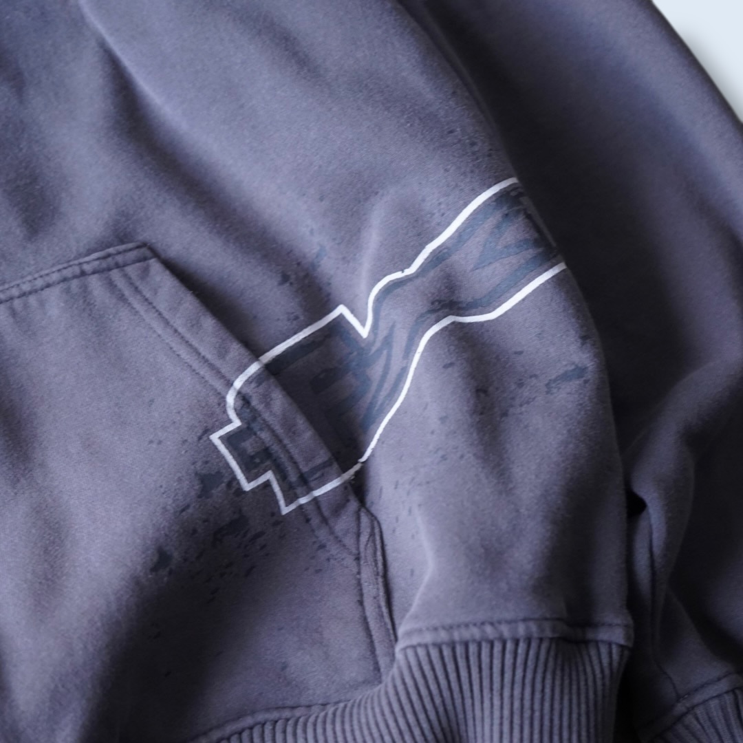 “Y2K” textile fade gray zip parka