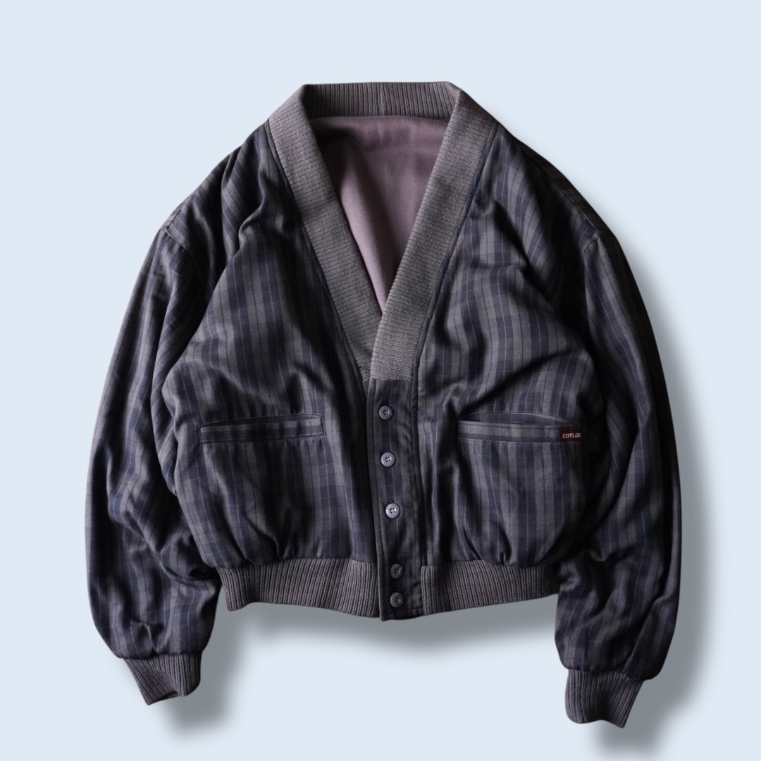 bitter check pattern × earth color reversible sweat cardigan