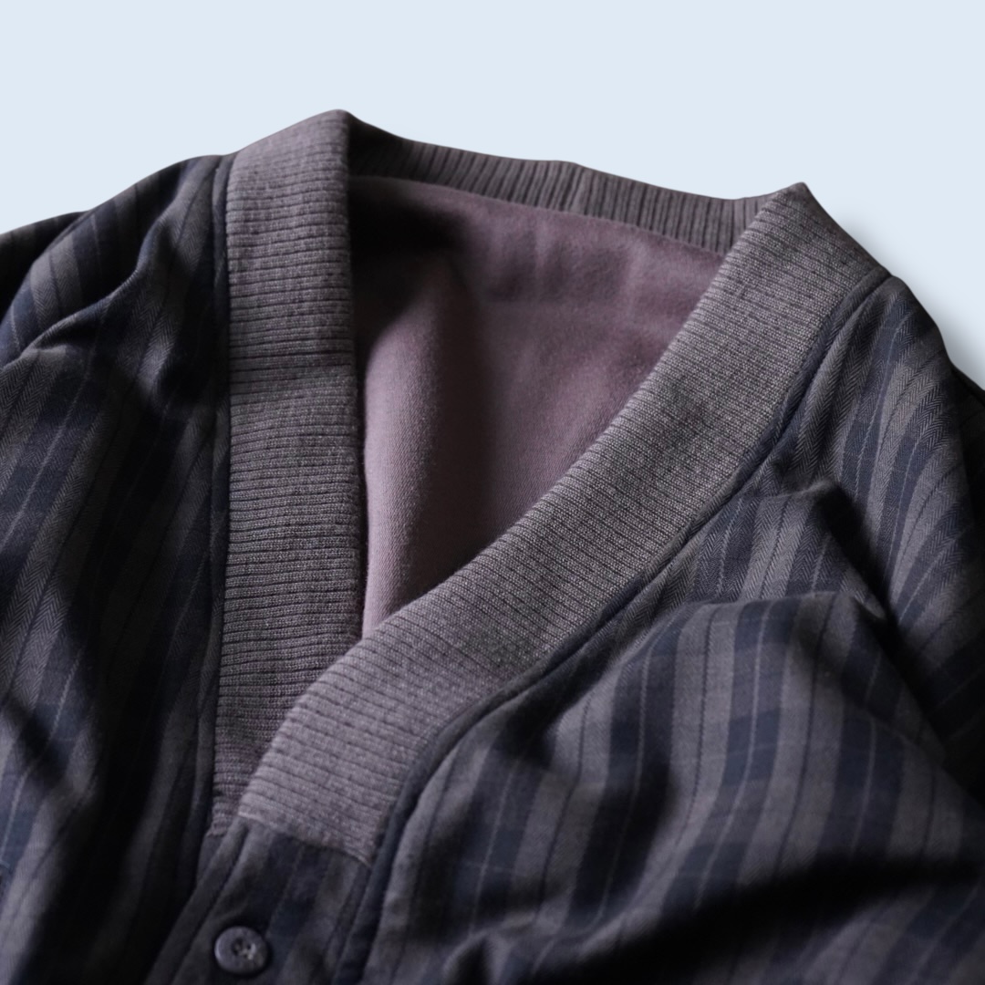 bitter check pattern × earth color reversible sweat cardigan