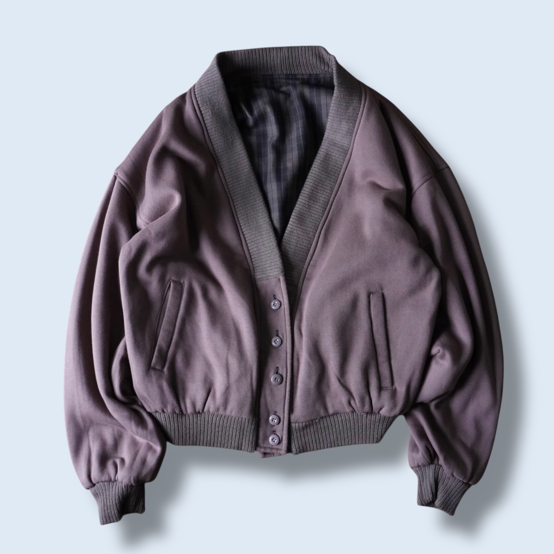 bitter check pattern × earth color reversible sweat cardigan