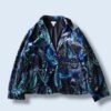 full graphic paisley pattern glossy easy tailoerd jacket