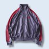 【adidas】"光沢グレーと赤のマリアージュトラックジャケット"