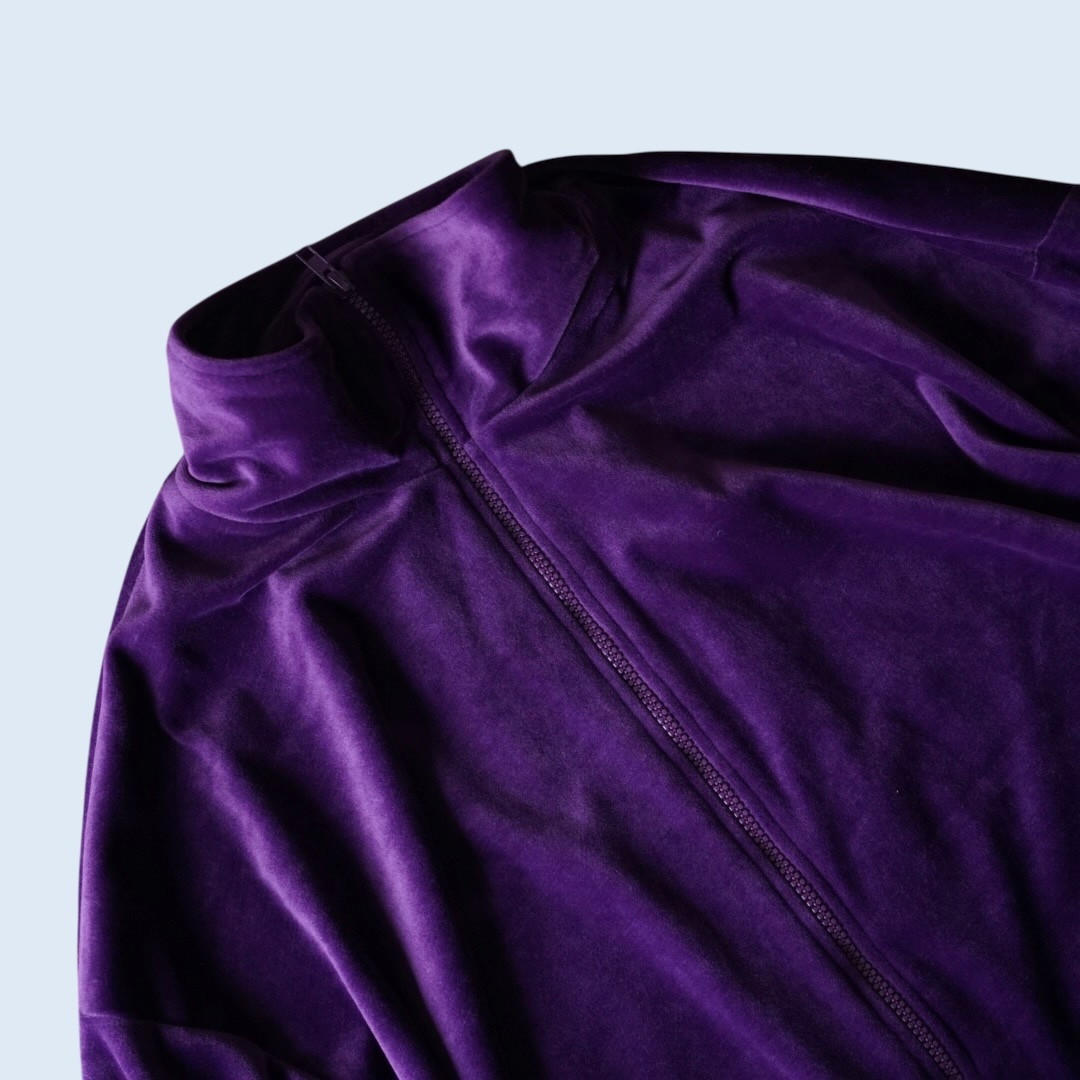 oversized purple velours track jacket