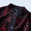 mode black × red pattern & embroidery design drape jacket