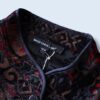 mode black × red pattern & embroidery design drape jacket