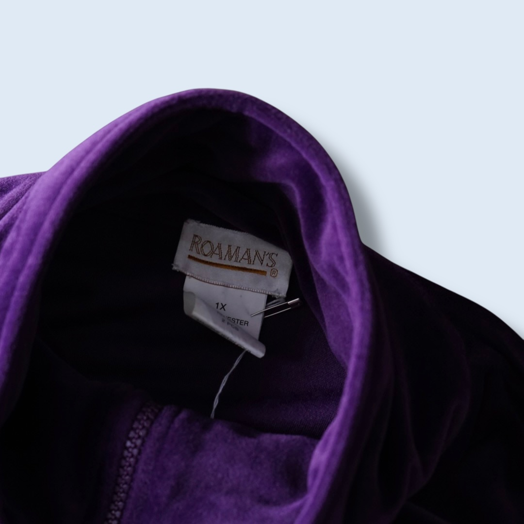 oversized purple velours track jacket