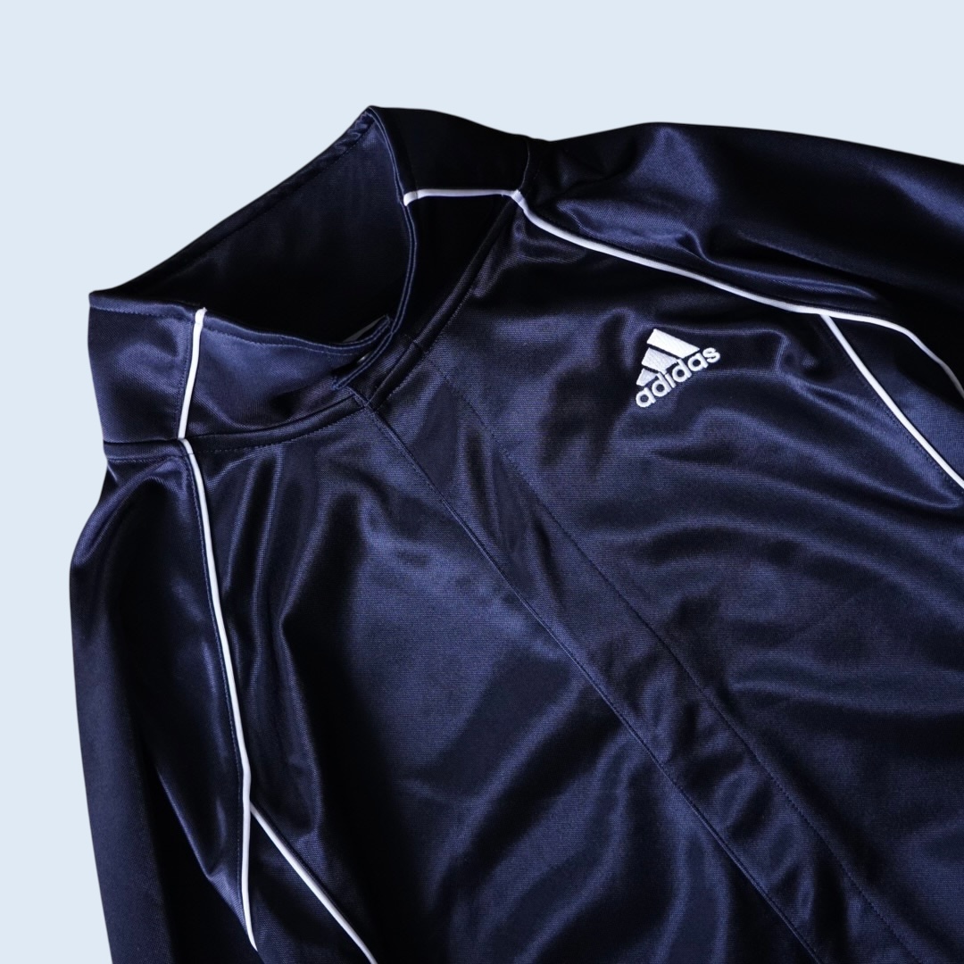 【adidas】snap button design glossy blue black track jacket