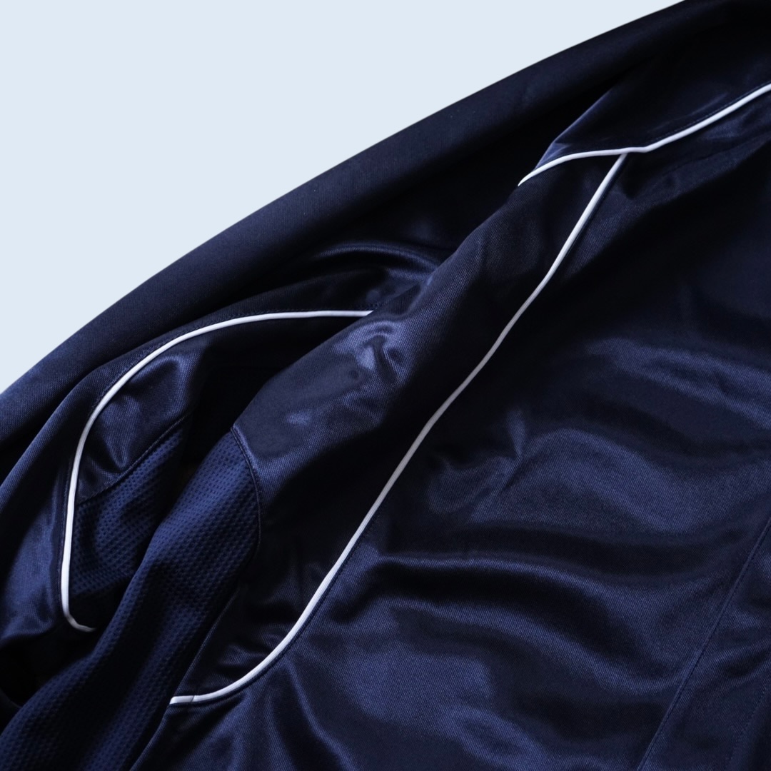 【adidas】snap button design glossy blue black track jacket