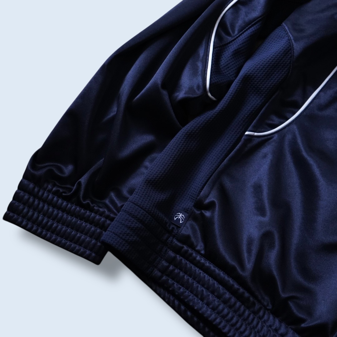 【adidas】snap button design glossy blue black track jacket