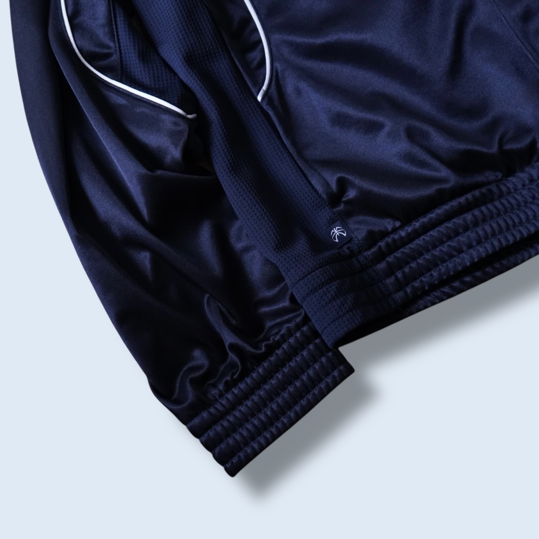 【adidas】snap button design glossy blue black track jacket