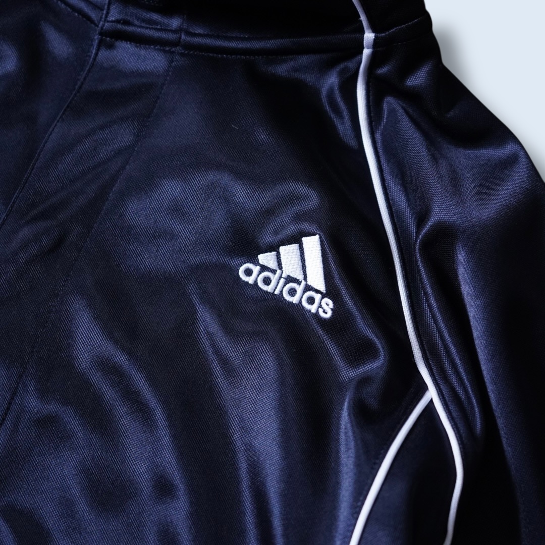 【adidas】snap button design glossy blue black track jacket