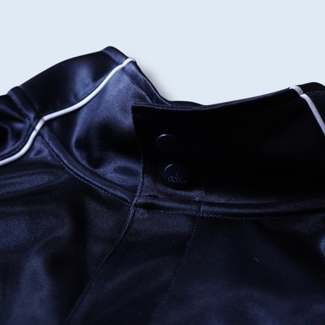 【adidas】snap button design glossy blue black track jacket