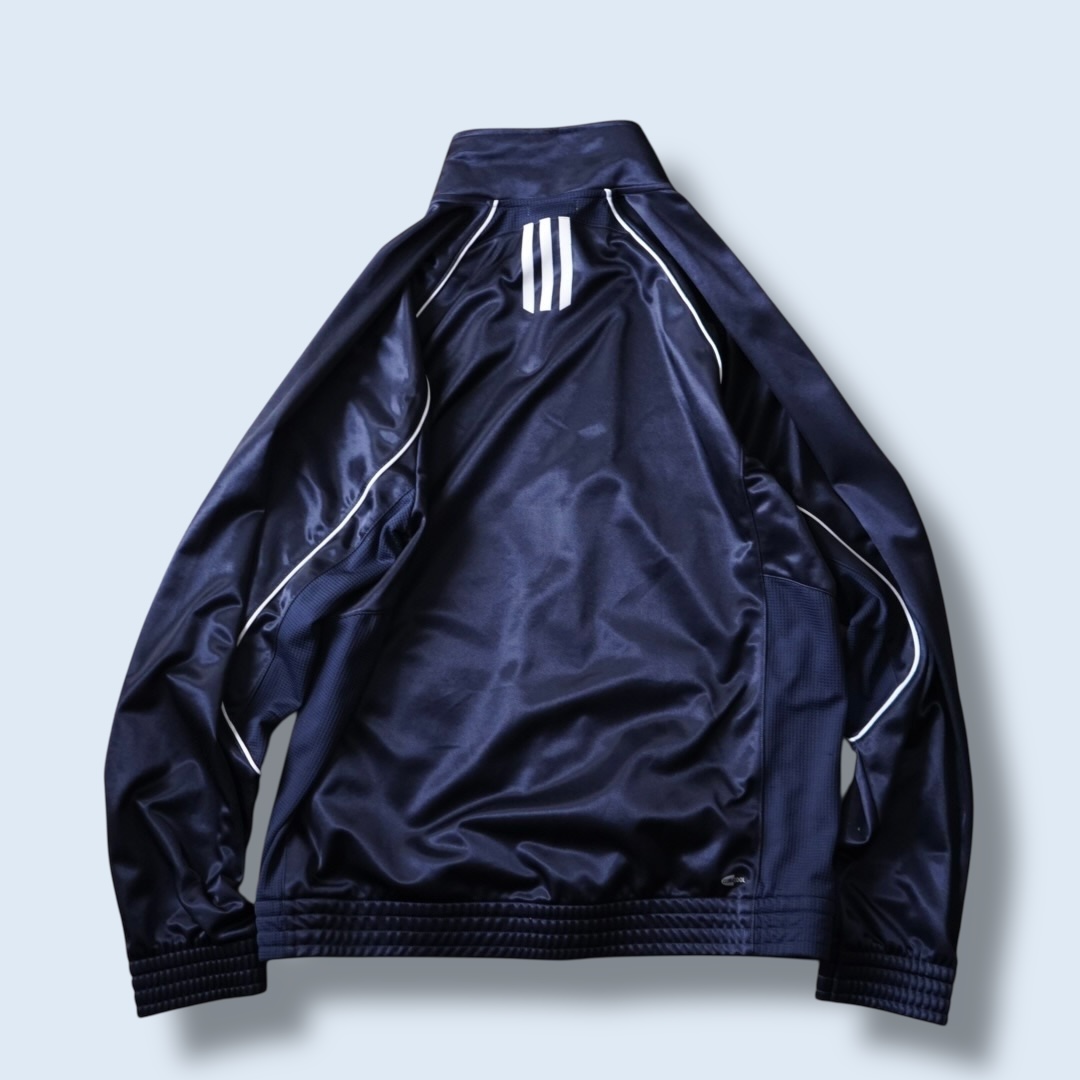 【adidas】snap button design glossy blue black track jacket