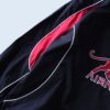 black × red panther motif pullover
