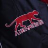 black × red panther motif pullover